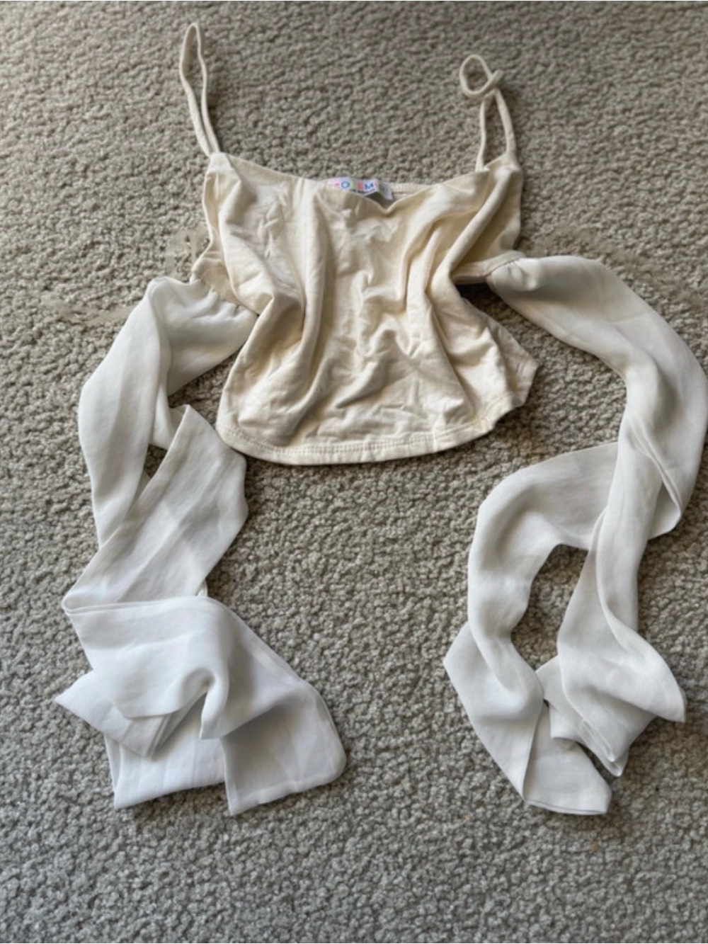 Solemio Cream Tie-Back Camisole with Sheer Sash